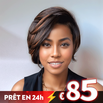 𝐏𝐫𝐞̂𝐭 𝐞𝐧 𝟐𝟒𝐡⚡Glueless Tendance Couleur Highlight 7x4 Perruque Bob Sans Colle Lisse