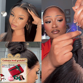 360 Perruque Frontal Dentelle Brésilien Casquette À Cordon Flexi-Fit Invisible Lisse