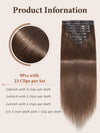 9 Pièces Extensions De Cheveux à Clipser Brun Foncé En Cheveux Naturels 125 g