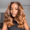 Glueless Enjoué Style Couleur Cuivre Ombre 250% Densité Body Wave Bob 4x4 Perruque Sans Colle