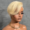 Perruque Full Lace Pixie Asymétrique Noir 613 Blonde Style Side Part Entièrement En Dentelle