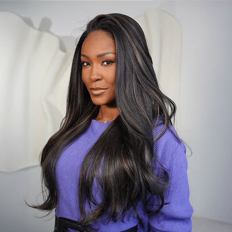 13x4 Glueless Perruque Couleur Highlight Ondulé Cheveux Humains