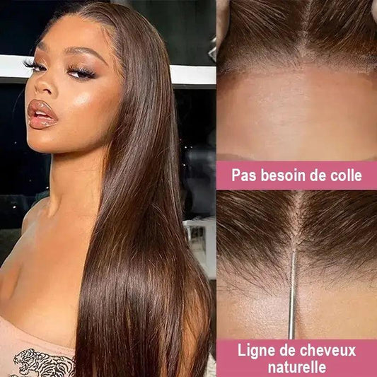 5x5 Offre Limitée Glueless Pré-épilé Perruque Sans Colle Couleur Brun Chocolat Straight - SHINE HAIR