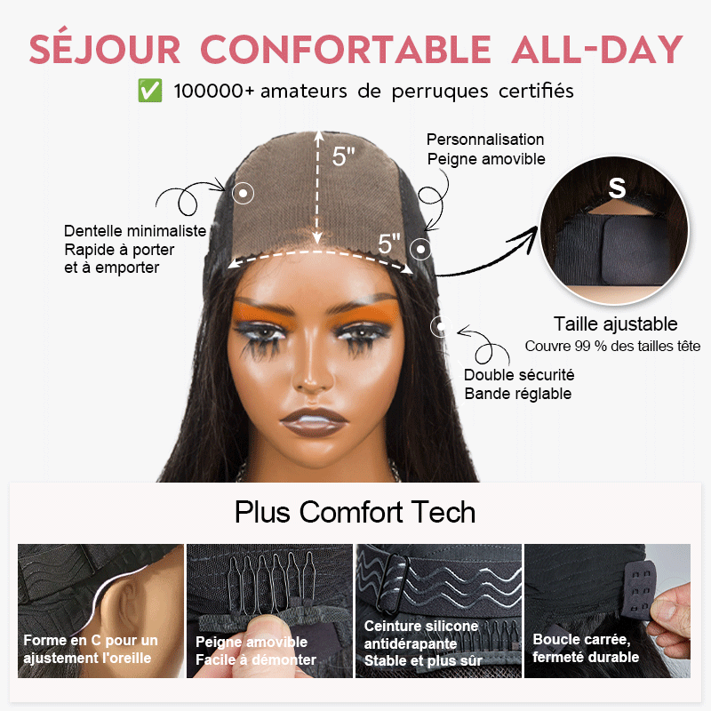 Ajustable Et Respirante 5x5 Glueless Brun Rougeâtre Foncé Bob Bouclée Perruque Sans Colle