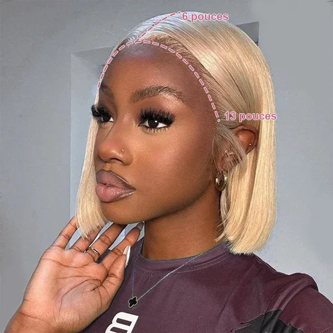 🔥𝟕𝟑% 𝐎𝐅𝐅 Offre Fraîcheur 13x6 T Partie Bob Perruque Blonde Dentelle Frontale Cheveux Humains