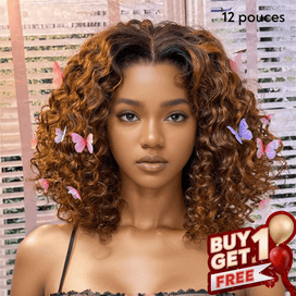 𝑩𝒖𝒚 1 𝑮𝒆𝒕 1 𝑭𝒓𝒆𝒆💥Volume Elasticité Parfaite Bob Mèches Ombre Marron/Noir Glueless 4x4 Perruque Sans Colle