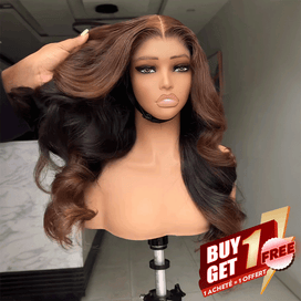 𝑩𝒖𝒚 1 𝑮𝒆𝒕 1 𝑭𝒓𝒆𝒆💥Glueless Sans Nœud Couleur Brun Ombré 4x4 Perruque Sans Colle Body Wave 250% Densité