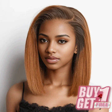 𝑩𝒖𝒚 1 𝑮𝒆𝒕 1 𝑭𝒓𝒆𝒆💥 9x6 Glueless Gingembre Ombre Coupe Émoussée Lisse Bob Perruque Sans Colle