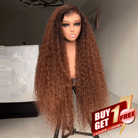 𝑩𝒖𝒚 1 𝑮𝒆𝒕 1 𝑭𝒓𝒆𝒆💥Glueless Rebondissement Bouclé Couleur Brun Cuivré Ombré 7x4 Perruque Sans Colle 300% Densité