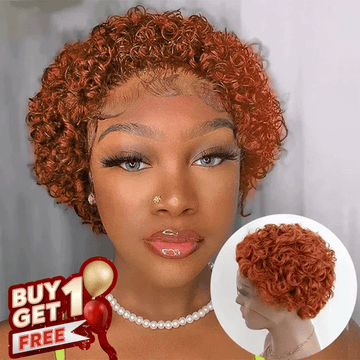 𝑩𝒖𝒚 1 𝑮𝒆𝒕 1 𝑭𝒓𝒆𝒆💥 3 Couleur Rebondissement Perruques Coupe Pixie 13×1 Dentelle Bouclé