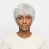 Perruque Pixie Bob Lisse Blanc Argenté Glueless Sans Colle 100% Cheveux Humains