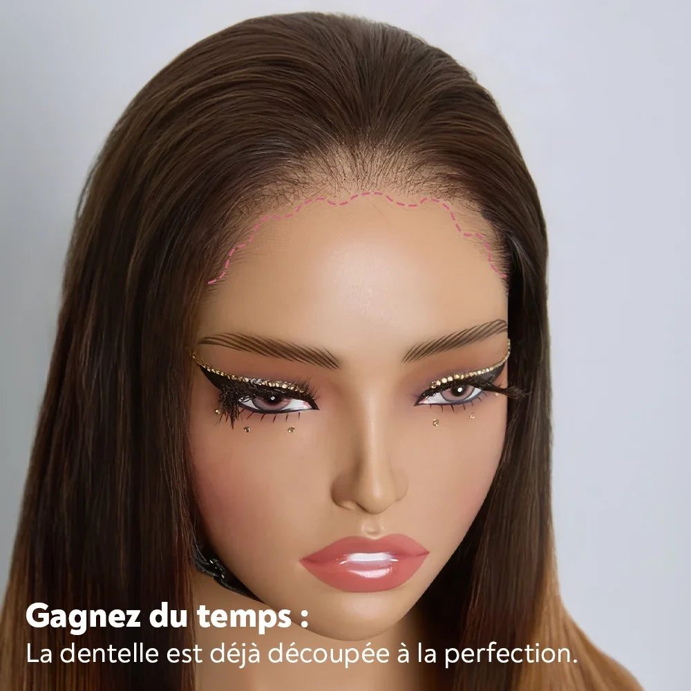 Bob Lisse Soyeux Ombré 4/27 Densité 250% 4x4 Glueless Perruque Volume de la Racine aux Pointes