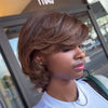 4x4 Glueless Perruque Kinky Straight Mocha Bob Dégradé Effet Brushing Style Glamour San Colle