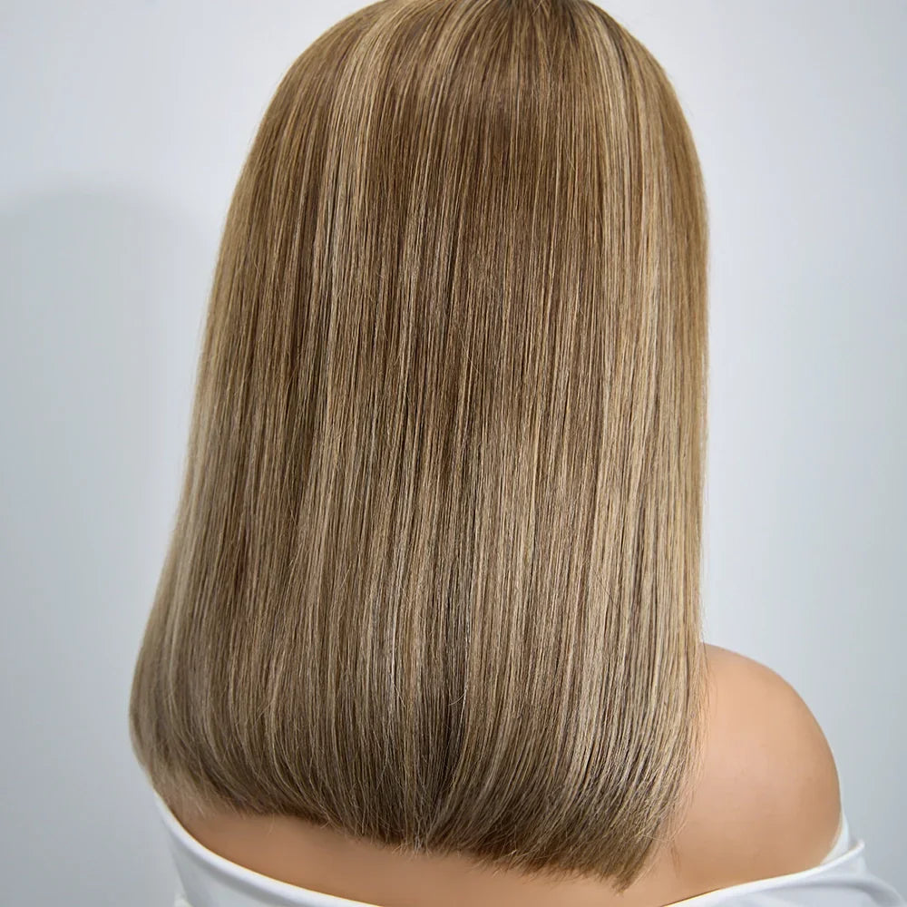 Glueless Pré-épilé Couleur Mèches Blondes Ombré 5x5 Bob Perruque Sans Colle Lisse