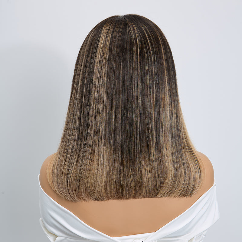 Luxury feel Carré Bob 5x5 Sans Colle Glueless Ombré Blond à Racines Noires Perruque