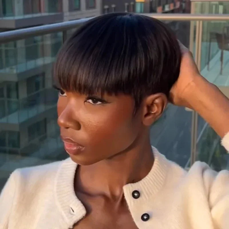 𝐏𝐫𝐞̂𝐭 𝐞𝐧 𝟕𝟐𝐡⚡Glueless Style De Mode Bob Wear Go Perruque Sans Colle Lisse Cheveux Humains