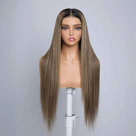 Chic Parisien Glueless 13x4 Ombre Highlight Perruque Sans Colle Lisse 250% Densité