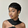 Perruque Full Lace Pixie 100% Cheveux Humains Frange Effilée Naturelle
