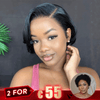 2 𝑭𝑶𝑹 €55🔥Pixie Cut 13x4 Lace Straight Wig+Glueless Easy-Wear Chic Effortless Curly Wool
