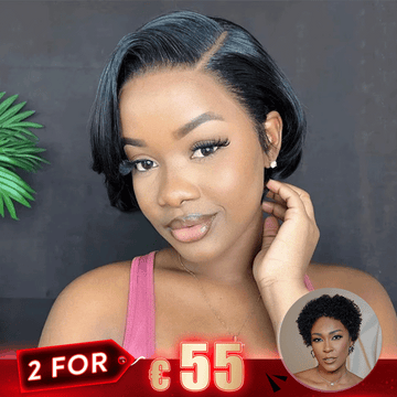 2 𝑭𝑶𝑹 €55🔥Pixie Cut 13x4 Lace Straight Wig+Glueless Easy-Wear Chic Effortless Curly Wool