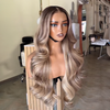 Brillante Glueless Couleur Mèches Blond Cendré 5x5 Perruque Sans Colle Body Wave 250% Densité