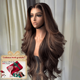 Glueless Couleur Highlight Burn Wear & Go 4x4 Perruque Sans Colle Body Wave 250% Densité