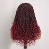 Perruque Tressée Bohème Couleur Ombre 99J En Dentelle Intégrale Avec Cheveux Bébé Synthétique 300% Densité