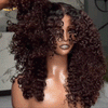 Perruque Ombré Brown à Racines Noires 4x4 Glueless Densité 250% avec Frange Longue