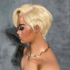 Perruque Full Lace Pixie Asymétrique Noir 613 Blonde Style Side Part Entièrement En Dentelle