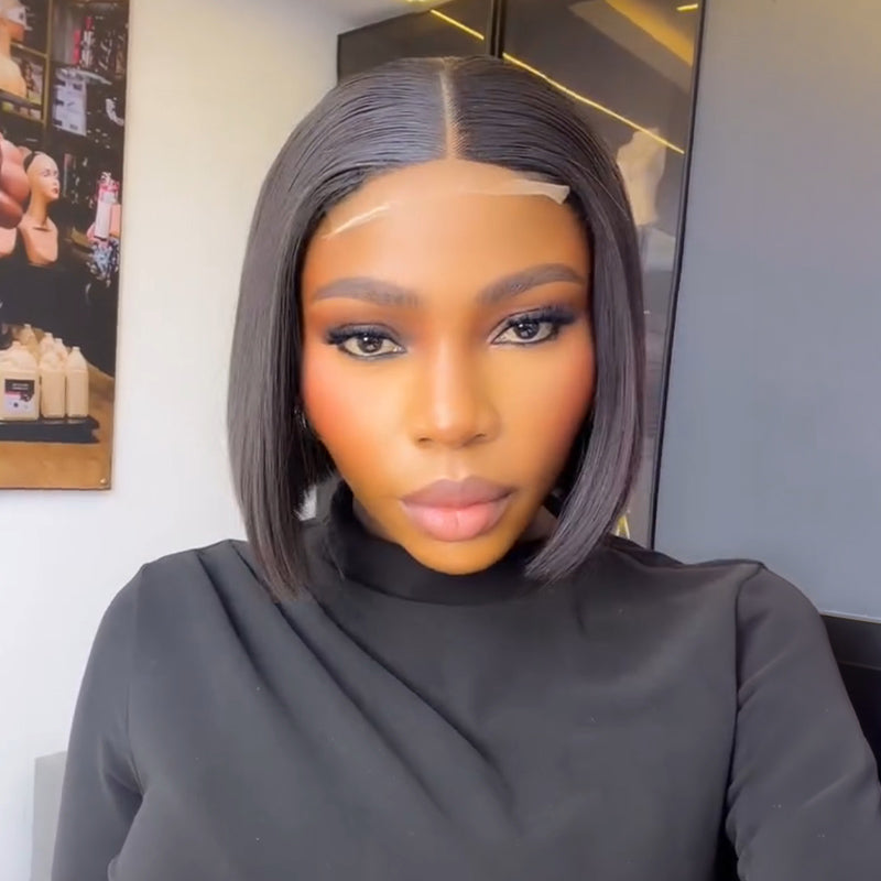 Bob Ultra Court Lisse Style Boss Glueless Perruque Prête à Poser