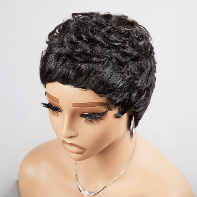 Patron Mature Coupe Pixie Avec Ondulation De L'eau Glueless Bob Perruque