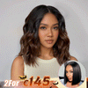 2 𝑭𝑶𝑹 €145🔥 Magnifique Glueless Ombre Brun 5x5 Perruque Sans Colle +2x6 Dentelle Bob Perruque