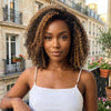 𝐏𝐫𝐞̂𝐭 𝐞𝐧 𝟐𝟒𝐡⚡9x6 Glueless Marron Highlight Bob Perruque Sans Colle Kinky Curly