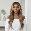 Brillante Glueless Couleur Mèches Blond Cendré 5x5 Perruque Sans Colle Body Wave 250% Densité