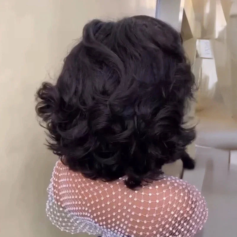 Bob Bouclé Dégradé Glueless Volume Intense de la Racine aux Pointes Lace 5x5 Qualité Premium