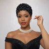 Élégante Coupe Pixie Bouclée Perruque Full Lace Cheveux Humains