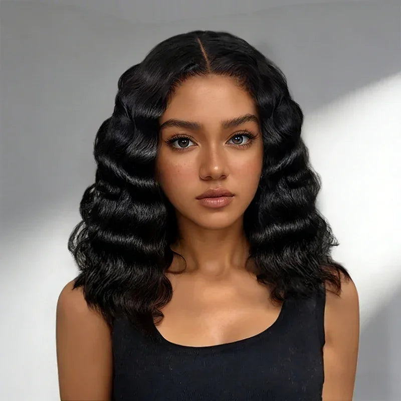 Volumineux Et Élégant Glueless Wear Go 5x5 Perruque Bob Sans Colle Cheveux Humains Ondulé