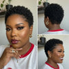 Perruque Full Lace Pixie Cut Afro Boucles Réglable Noir Blond miel Style Minimaliste