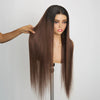 Séparation Libre Glueless Couleur Ombre Brun 13x4 Perruque Sans Colle Lisse 250% Densité