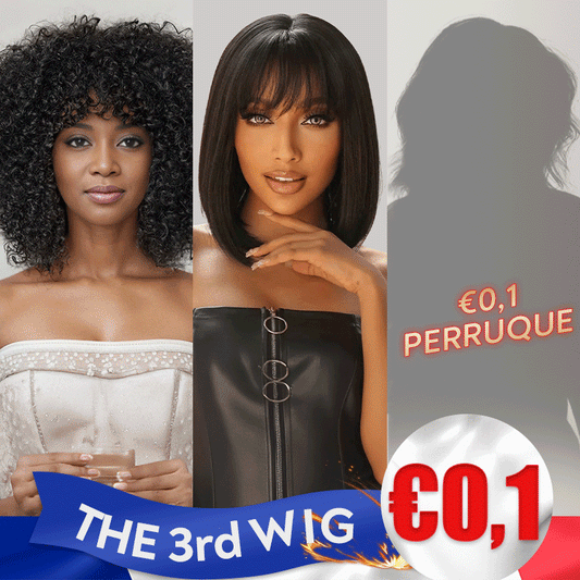𝟑ᵉ 𝐩𝐞𝐫𝐫𝐮𝐪𝐮𝐞 𝐚̀  €𝟎,𝟏🔥Lisse Bob Perruque Avec Frange 8"+Glueless Bob Perruque Afro Bouclée Avec Franges 10"