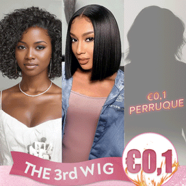 𝟑ᵉ 𝐩𝐞𝐫𝐫𝐮𝐪𝐮𝐞 𝐚̀  €𝟎,𝟏🔥Lisse Naturel 2x6 Dentelle Perruque 6"+Bouclée 13x4 Glueless Bob Perruque 8"