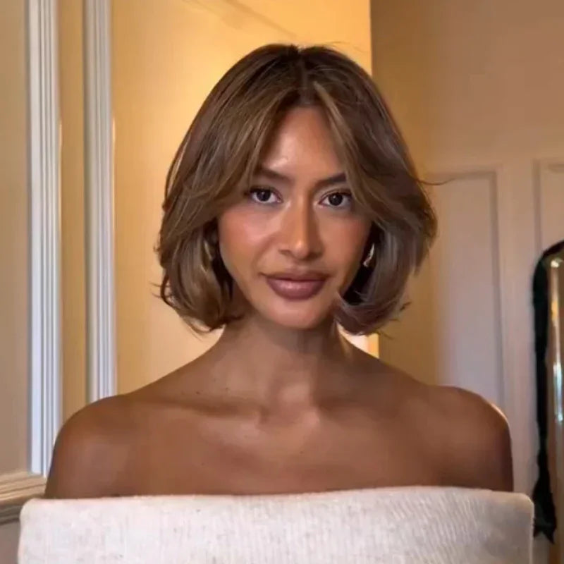 7x5 5X5 Glueless Chocolate Brown Bob Wig Glueless Wear Go Straight