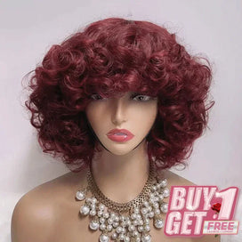 𝑩𝒖𝒚 1 𝑮𝒆𝒕 1 𝑭𝒓𝒆𝒆💥 99j Glueless La Mode Boucles Rebondies Perruque Sans Colle Cheveux Humains