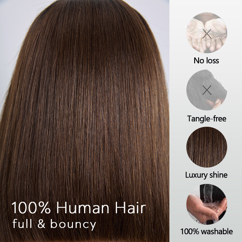 Perruque Gluesless Bob Lisse Vietnamien Vierge 13x6 Coloration Ombré Ligne en M Sans Effort Sans colle