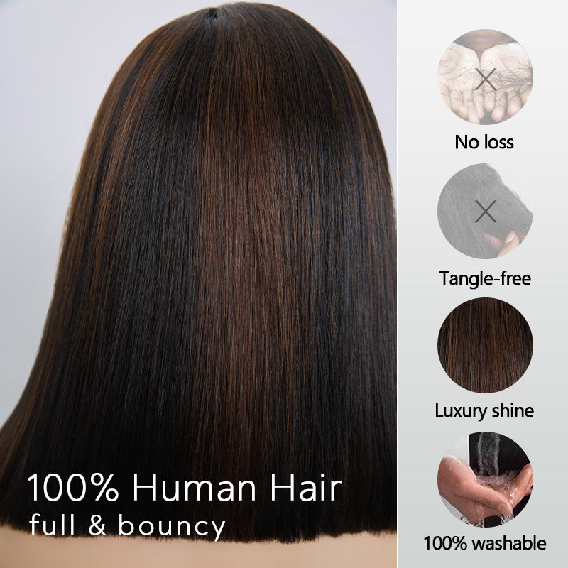 Perruque Gluesless Bob SDD Lisse Vietnamien Vierge 13x6 Highlight Ligne en M Sans Effort Sans colle