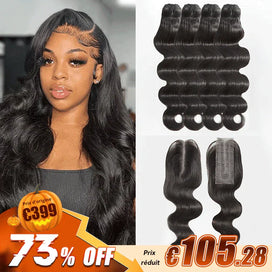 Fermeture Mono Top Gratuite Tissage Cheveux Bruts Body Wave Extensions