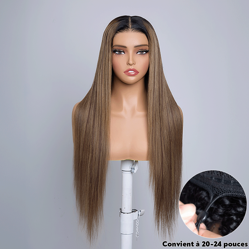 Chic Parisien Glueless 13x4 Ombre Highlight Perruque Sans Colle Lisse 250% Densité