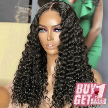 𝑩𝒖𝒚 1 𝑮𝒆𝒕 1 𝑭𝒓𝒆𝒆💥Volumineuse Glueless Bonnet Réglable 7x5 Sans Colle Deep Curly 280 Densité
