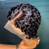 Élégante Coupe Pixie Bouclée Perruque Full Lace Cheveux Humains
