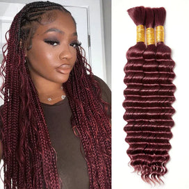Extensions De Cheveux Humains Bouclés Profonds Couleur foncée 99J Pour Tressage Bohème
